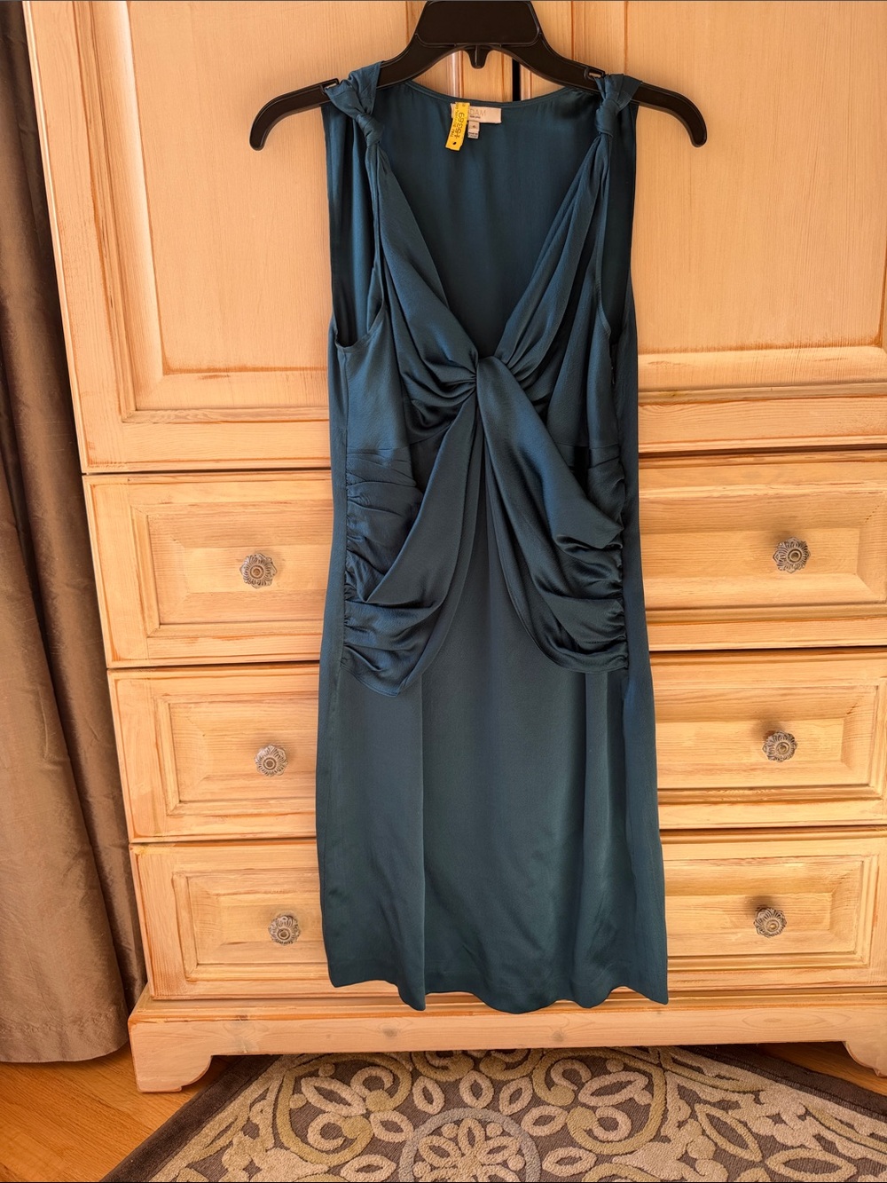 Peacock blue silk dress